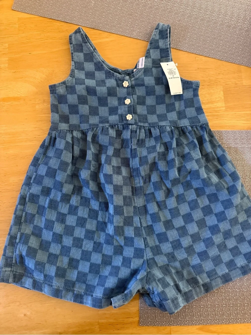 NWT Old Navy Blue Checkered Toddler Romper